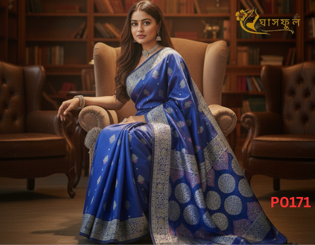 ঘাসফুল প্রিমিয়াম কাতান শাড়ি