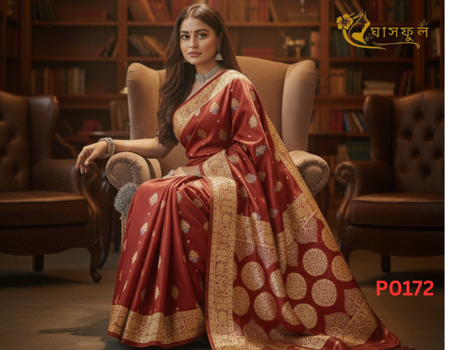 ঘাসফুল প্রিমিয়াম কাতান শাড়ি