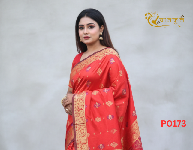 ঘাসফুল প্রিমিয়াম কাতান শাড়ি